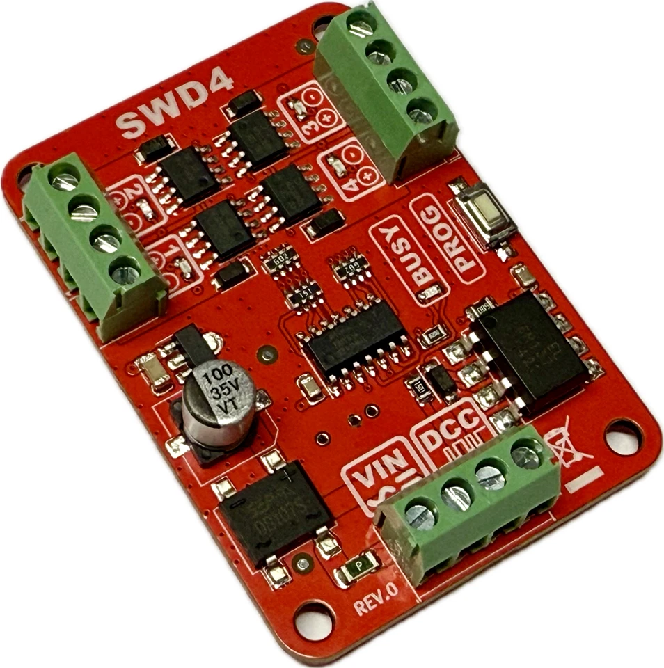 SWD4  Schaltdecoder 4-Fach DCC H0/N/TT/Z Digital Decoder MosFET Ausgänge - Bild 1 von 1
