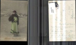 200997,Frau m. Hut Hutmode Mode Tracht Dirndl  - Picture 1 of 1