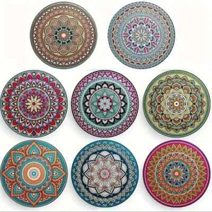 Mandala Coasters, Wooden Coaster Set, Essential for Holiday Gatherings - Picture 1 of 6