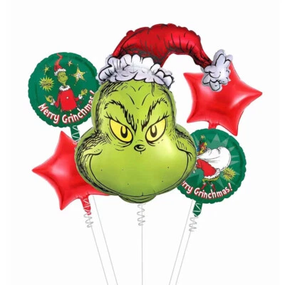 Large Christmas Party Set THE GRINCH Head Foil Balloon Decorations - Image 1 of 3