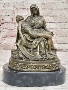 Bronze La Pieta Statue der Jungfrau Maria hält Jesus religiös Geschenk Ornament - Bild 1 von 10
