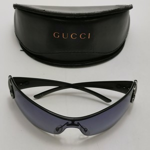 Gucci Sunglasses Black Rectangle Frame Blue Tinted Lenses Women's  031187