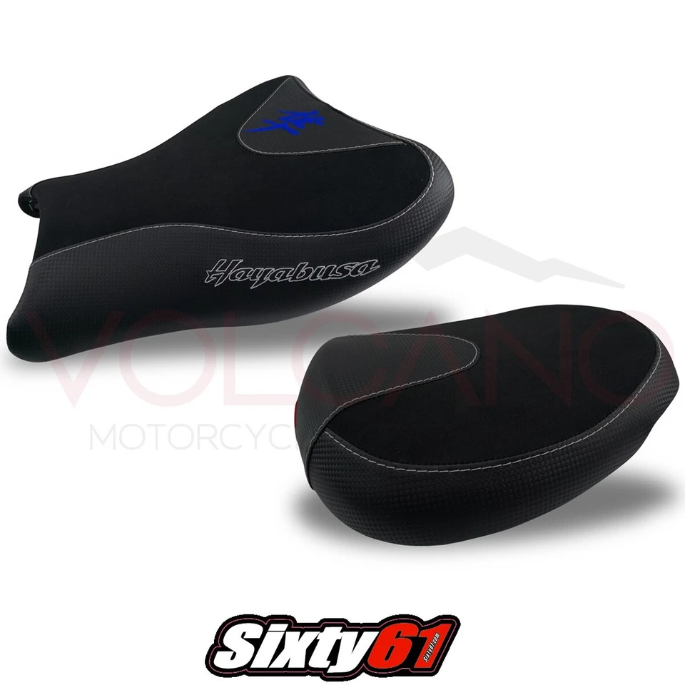 Fundas de asiento Hayabusa 2008-2018 2019 2020 Suzuki Volcano negro azul agarre de carbono Foto 1 de 4