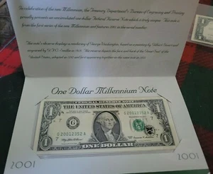 2001 One Dollar Millennium Note - Matching Serial Number! - Picture 1 of 5