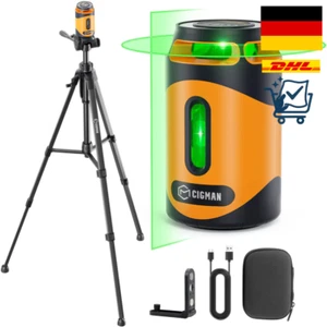 CIGMAN Kreuzlinienlaser mit Stativ, Selbstnivellierend, Grüne Laser-Wasserwaage - Bild 1 von 10