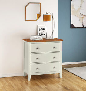 Hallowood Furniture Small Oak Off White Painted Wooden Chest of Drawers, Dresser