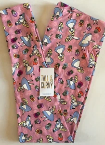 NWT LuLaRoe Disney TC Princess ALICE & Enchanted Pansies MAUVE PINK Leggings - Picture 1 of 2
