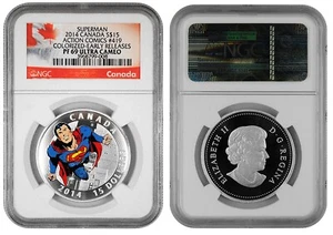 Canada 2014 Superman #419 NGC PR69 UC $15 Pure 2/3 Oz Silver Proof Coin - Picture 1 of 3