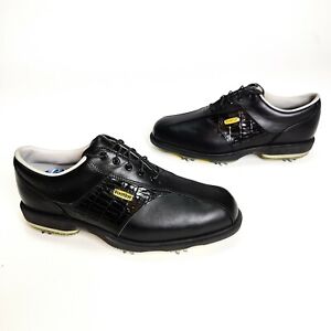 FOOTJOY Dryjoys Size 8 Black Croc Embossed Leather Optiflex Golf Spikes 53614