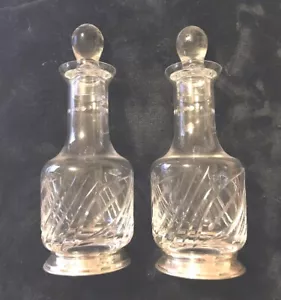 Antique Pair Of Crystal Decanters With Silver Bases - Picture 1 of 6