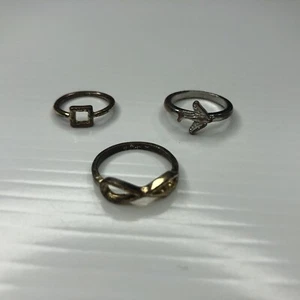 X12 Lote Niñas Avión Infinito Cuadrado Plata Oro Niños Retro Anillos Talla 2 4 5 - Imagen 1 de 5