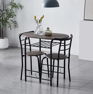 Grey Dining Table Set Compact Small Rustic 2 Chair Cafe Home Kitchen Restaurant - Picture 1 of 6