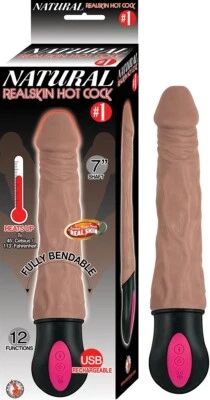 Consolador Vibrador Natural Real Piel Caliente #1 7 Pulgadas Calienta a 113 Grados, Marrón Foto 1 de 4