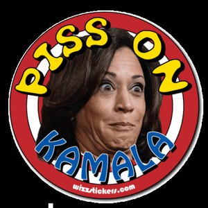 Kamala Harris Target Toilet Urinal Sticker (Piss on Kamala) by wizzstickers