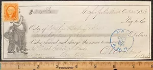 1868 ***BURNEY & SON*** ~FIRST NATIONAL BANK~ BANK CHECK+"VIGNETTE"+SCOTT# R15c! - Picture 1 of 12