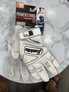 Franklin Powerstrap Adult Small Size Baseball Batting Gloves White/Beige - Picture 1 of 4
