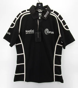 Kooga Rugby Polo Shirt Men Medium Black Pullover Embroidered Logo Jersey NEW - Picture 1 of 14