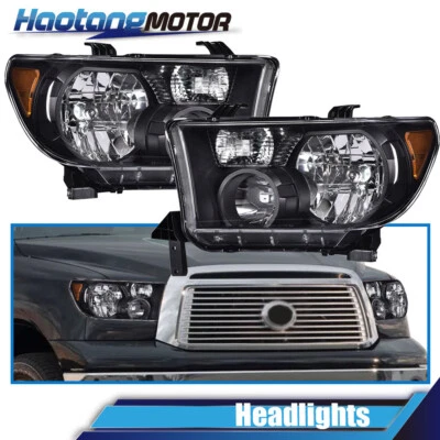 Faros delanteros negros diestros y diestros aptos para Toyota Tundra 2008-2017 Sequoia 2007-2013 Foto 1 de 4
