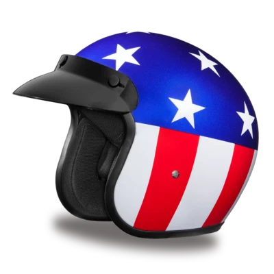Daytona Helmets CRUISER- W/ US CAPTAIN AMERICA Motorcycle DOT Helmet - Image 1 of 4