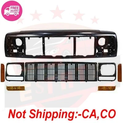New Jeep Cherokee 1997-2001 Header Panel Grille Headlight Door Corner Light 8PC - Image 1 of 4