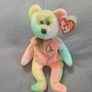 Ty Beanie Baby ""Peace"" Oso 1996 Raro Tinte Corbata Arco Iris Nuevo Como Nuevo Retirado - Imagen 1 de 8