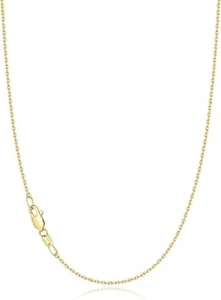 Solid 18K Gold over 925 Sterling Silver Chain Necklace for Women, 1.1Mm Cable Ch - Picture 1 of 5