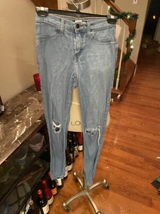 Pantalones de mezclilla Nova de moda talla 3 W25 desgastados/golpeados tiro alto ajustados EE. UU. - Imagen 1 de 5