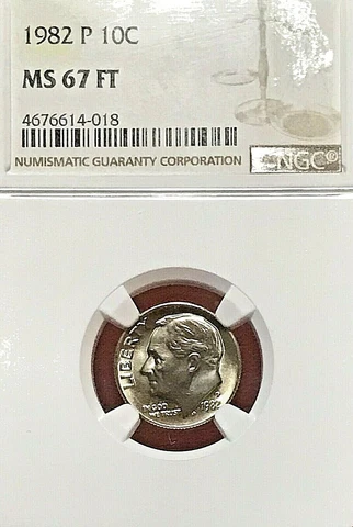 NGC MS-67 FT FULL TORCH  1982 ROOSEVELT DIME Cover