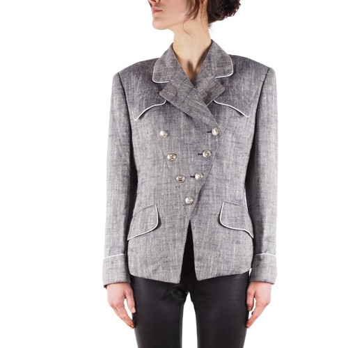 Cappotto blazer Celine Paris vintage donna grigio doppio petto taglia 42