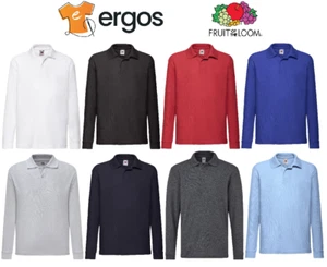 FRUIT OF THE LOOM Cotton Polo Shirt for Kids Long Sleeve for Girls FR632010 - Picture 1 of 13