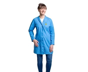 Gr.XS ESD Damen Arbeitskittel Berufsmantel EPA Laborkittel MIA gletscherblau - Bild 1 von 5