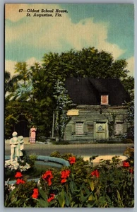Postcard St. Augustine FL c1948 Oldest School House Wooden 14 St. George Street - Picture 1 of 2