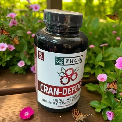 Zhou Cran-Defense D 60 Cápsulas Triple Acción Soporte del Tracto Urinario Vegano Exp 0525 Foto 1 de 4