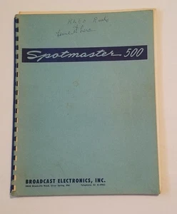 Broadcast Electronics,  Spotmaster 500. Installation & Operating Instructions.  - Imagen 1 de 4