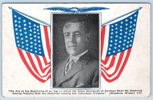 1910-20 WOODROW WILSON INIZIO di un'ERA CARTOLINA POLITICA PATRIOTTICA - Foto 1 di 2