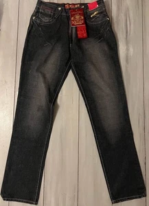 Pantalones de mezclilla Stash House de colección para hombre 32x32 negros Y2K desgastados - Imagen 1 de 7