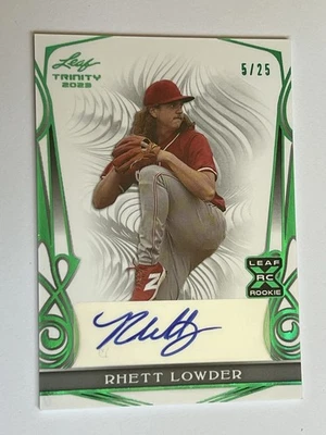 RHETT LOWDER XRC AUTO 2023 Leaf Trinity Baseball Base Signature EMERALD #d/25 - Image 1 of 4