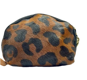 FURLA Vintage Make Up Bag leather and cheetah print Calf Hair - Picture 1 of 7