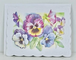 CAROL'S ROSE GARDEN Pansy Note Card w Envelope CAROL WILSON FINE ARTS Pansies - Picture 1 of 2