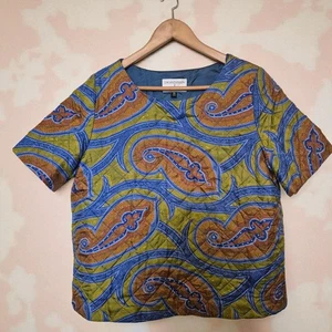 JW Anderson x Topshop Paisley Silk Quilted Padded Top UK 12 Short Sleeve - Picture 1 of 9