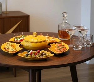 Juego de servir seccional vintage de cerámica amarilla mostaza de los años 70 cerámica MCM de EE. UU. - Imagen 1 de 20