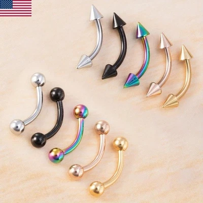 10件装弧形杠铃环肚脐眉毛肚脐身体穿孔首饰 — 第 1/4 张图片