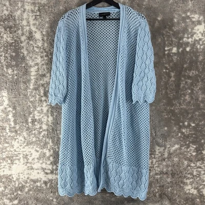 Cárdigan Suéter Lane Bryant Talla Grande 18/20 Tejido Abierto Azul Informal Exterior Foto 1 de 4