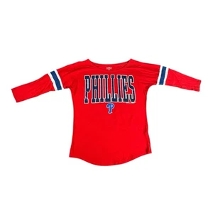 Philadelphia Phillies Women’s Red 3/4 Sleeve Shirt Size M MLB Campus Lifestyle - Picture 1 of 8