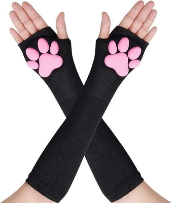 Guantes con almohadilla para pata de gato Nydotd Kawaii rosa 3D garra sin dedos lindo gato Foto 1 de 2