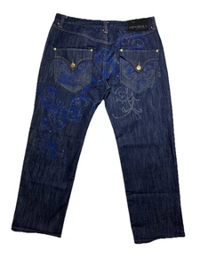 Imperious Delf Jeans Men’s 38x31 Black Baggy Denim Blue Jewels Y2K - Picture 1 of 12
