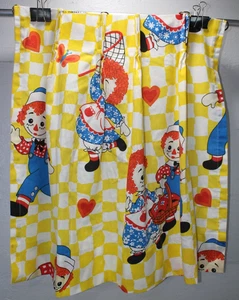 Raggedy Ann Andy Curtains 2 Panels 2 Valences Bobbs-Merrill Fabric Read Size - Picture 1 of 10