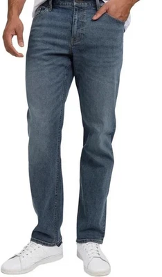 IZOD 男式直筒舒适弹力牛仔裤,蓝色,32X34 码 — 第 1/4 张图片