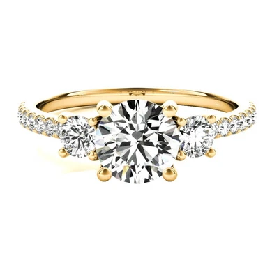 14K Yellow Gold FN Engagement Wedding 1.40 Ct Round Cut Lab Grown Diamond Ring - Image 1 of 4