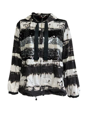 Marina Rinaldi Women's Grey Tabella Hooded Sequin Jacket NWT - Image 1 of 3